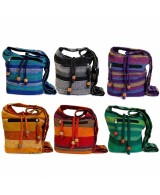 Presentación frontal de bandolera de algodón artesanal disponible en varios colores.