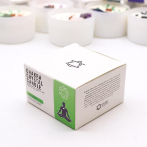 Vela Energética Chakra Corazón Cuarzo Rosa y Jade caja.