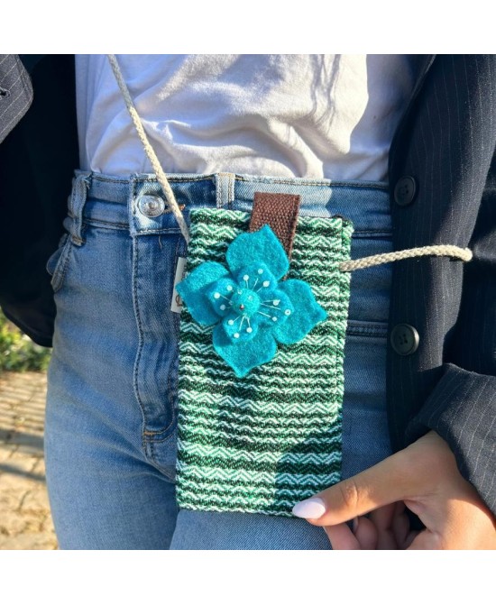 Bolso para teléfono móvil con detalles de fieltro
