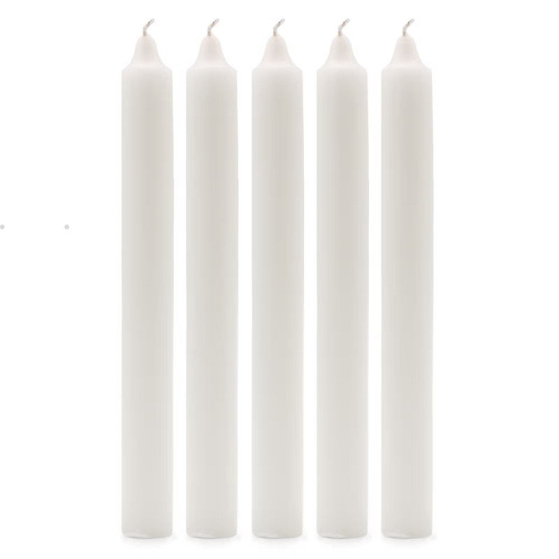 Velas rústicas de candelabro color blanco, pack de 10 unidades.