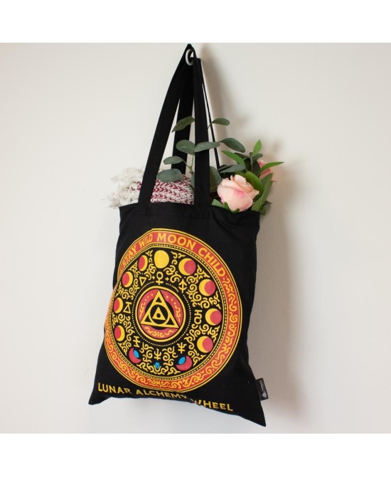 Bolsa tote con ilustraciones astrológicas y esotéricas
