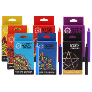 Velas para rituales cromáticos para intencionar o meditar.