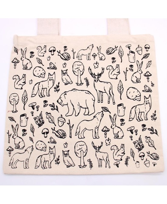 Tote bag de algodón con ilustraciones temáticas