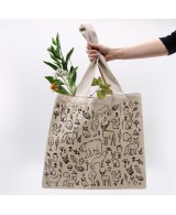 Tote bag de algodón con ilustraciones temáticas