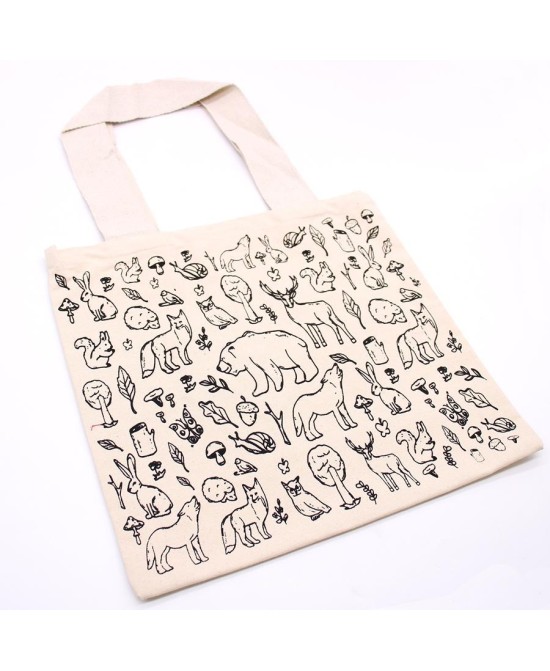 Tote bag de algodón con ilustraciones temáticas
