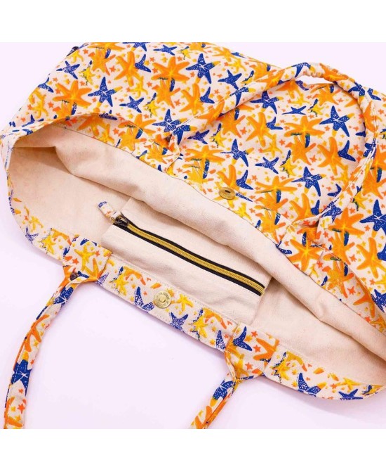 Bolsillo interior del Bolso estampado estrella grande multiuso.