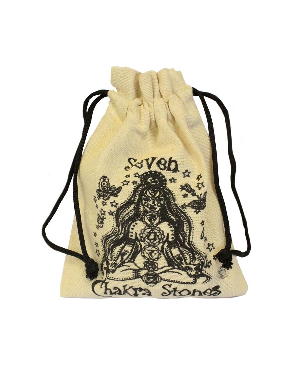 Bolsa de algodón para guardar piedras naturales utilizadas en prácticas de chakras.
