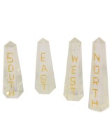 Set de cuatro puntas de cuarzo cristal grabadas con los puntos cardinales.