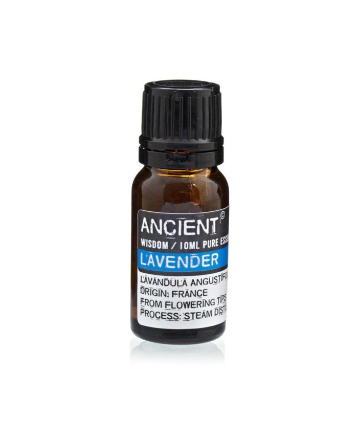 Aceite esencial de lavanda de 10 ml obtenido de flores para aromaterapia y bienestar.