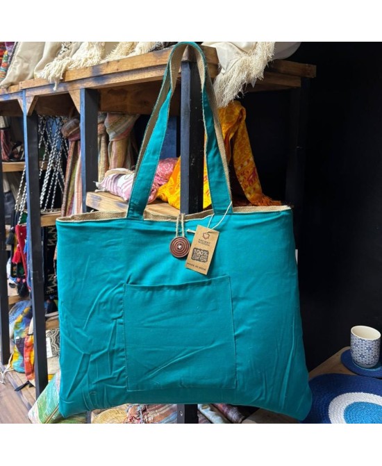 Bolsa Reversible Grande de Yute y Algodón Ecológica