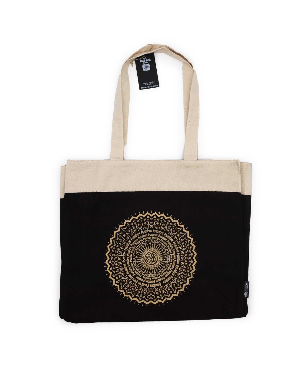 Bolso Tote Extragrande de Algodón Lavado con Estampado Espiritual