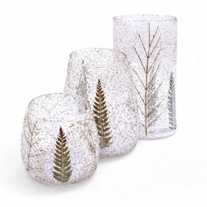 Portavelas de cristal reciclado con decorativo 3 diseños a elegir.