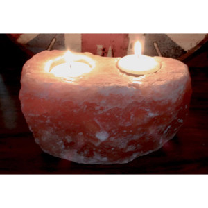 Portavelas doble de sal del Himalaya natural