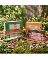 Cajas de incienso Satya con varillas aromáticas para perfumar espacios y acompañar la meditación.