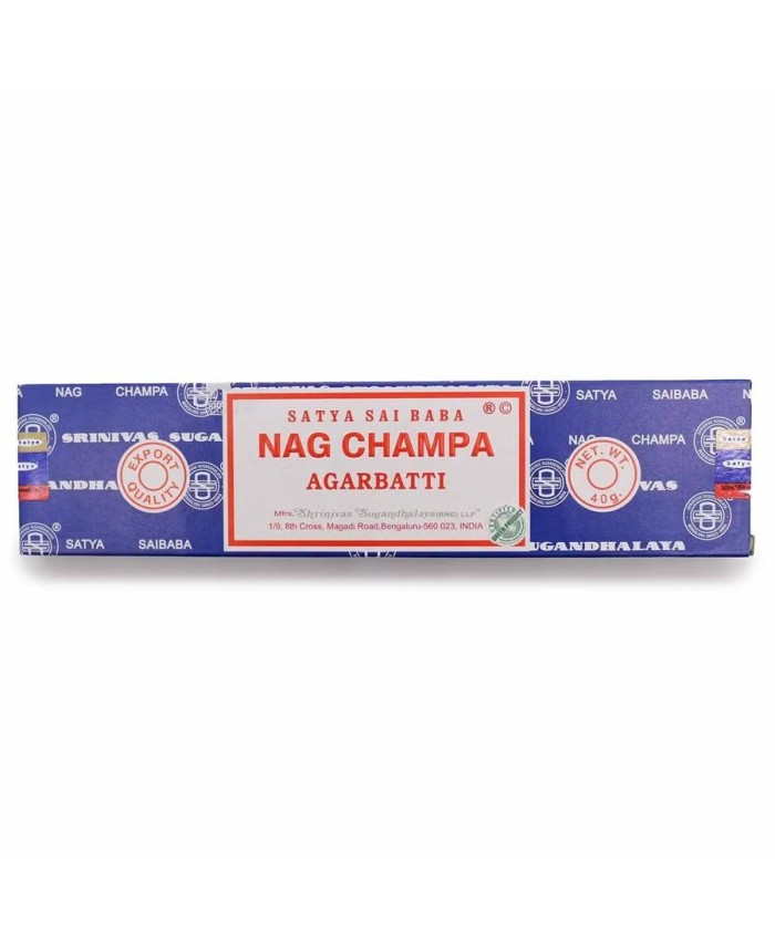 Caja de incienso Nag Champa de 15 g para aromatizar espacios y acompañar la meditación.