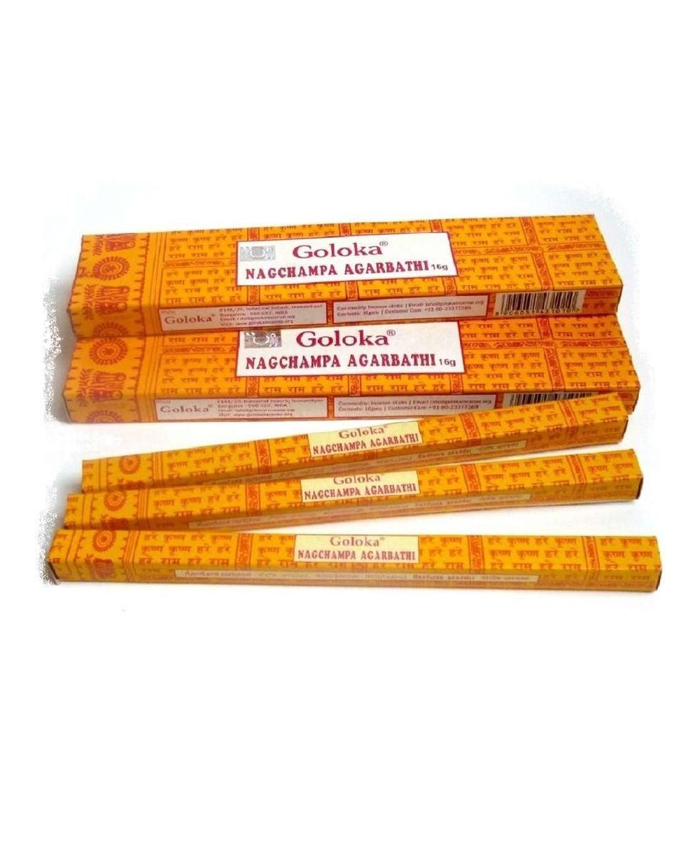 Caja de incienso Goloka Nag Champa de 16 g para aromatizar espacios y acompañar la meditación.