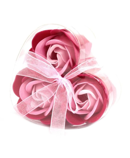 Set de 3 Rosas de Jabón en Caja Corazón para Regalo
