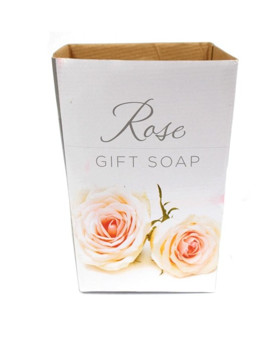 Expositor decorativo de cartón para colocar rosas de jabón.