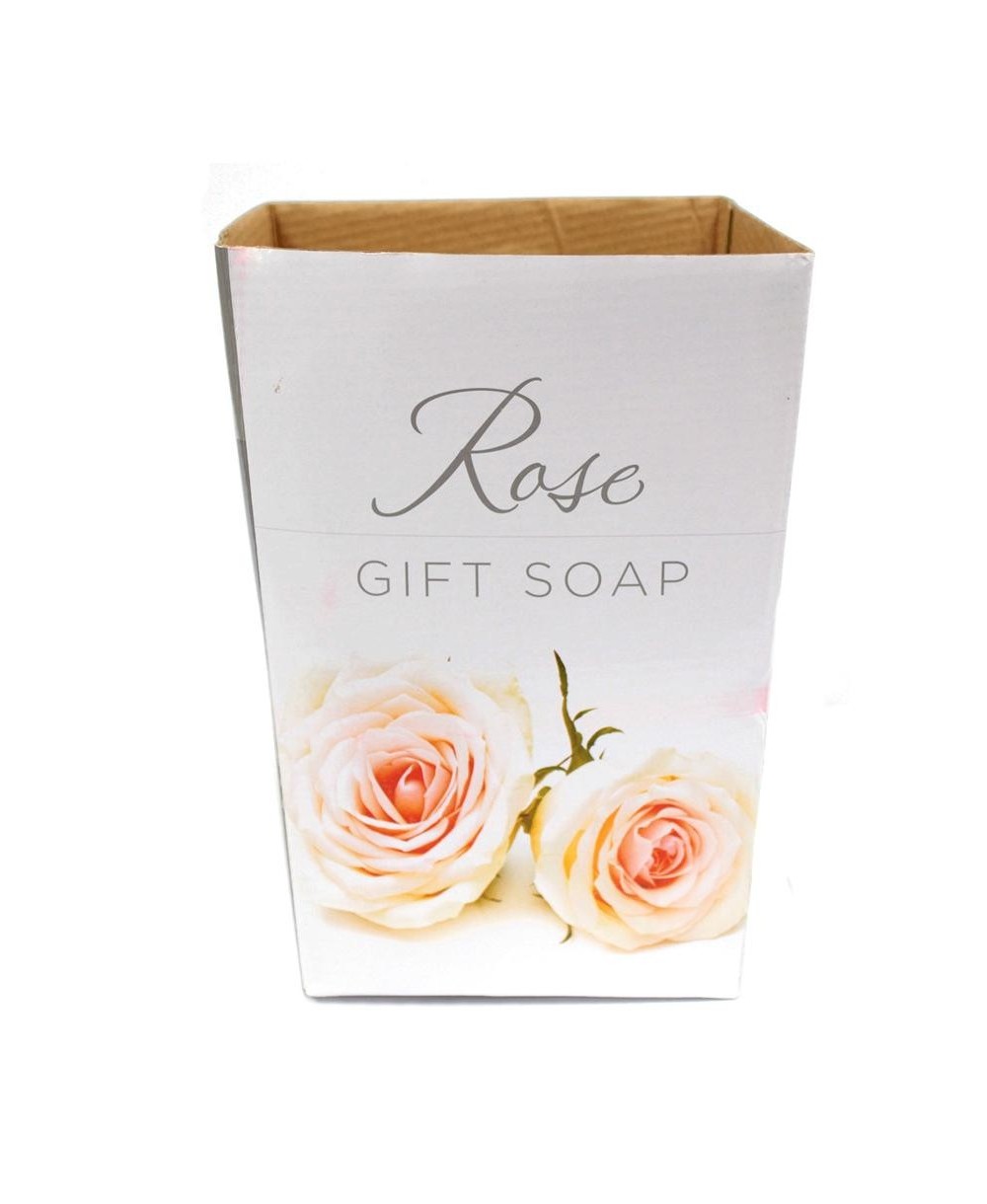Expositor decorativo de cartón para colocar rosas de jabón.
