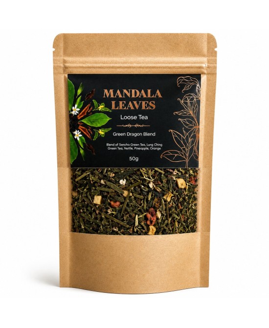Bolsa de té verde Green Dragon Blend de 50 gramos.