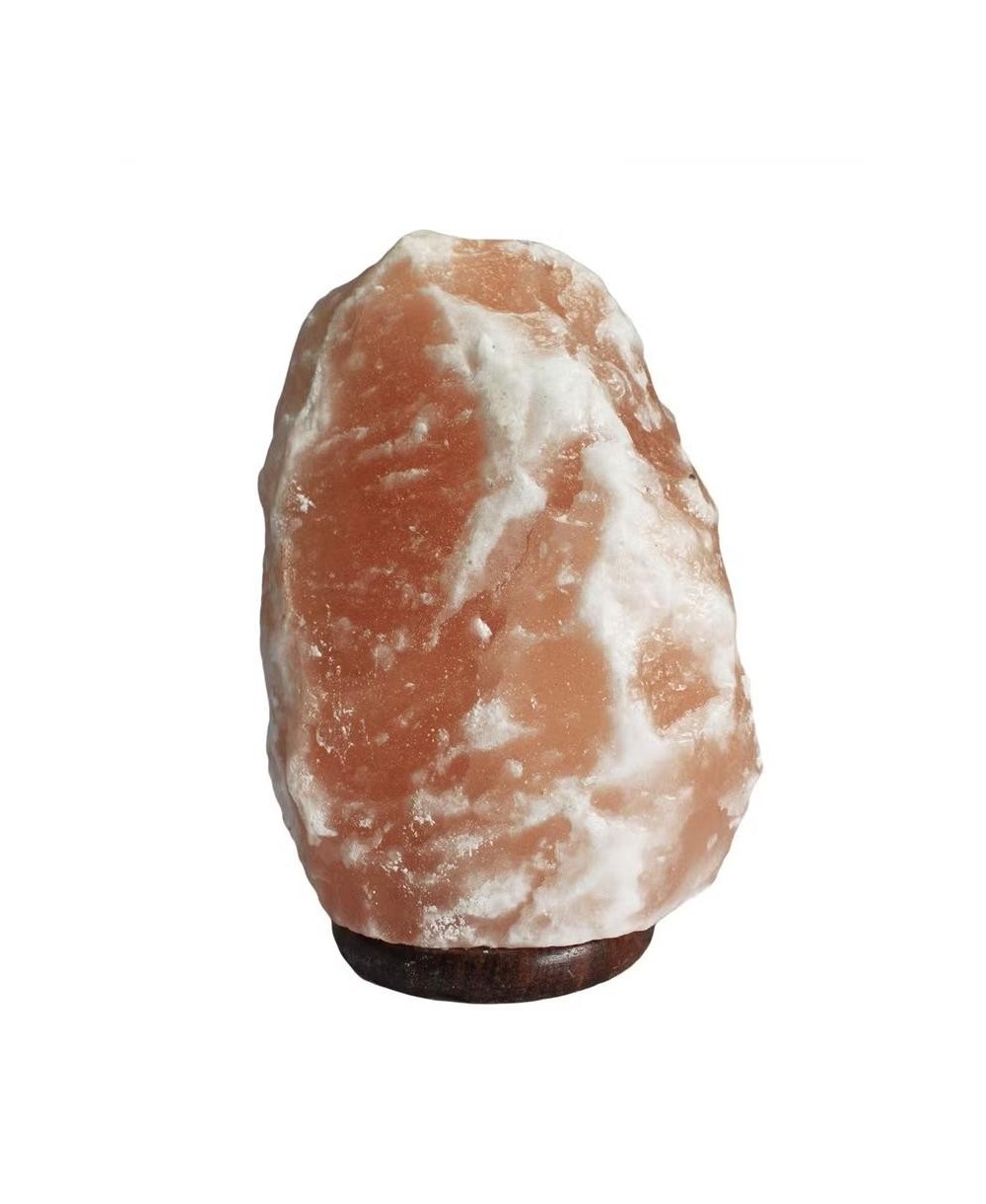 Lámpara de sal del Himalaya natural de 8 a 10 kg sobre base de madera para iluminación ambiental.