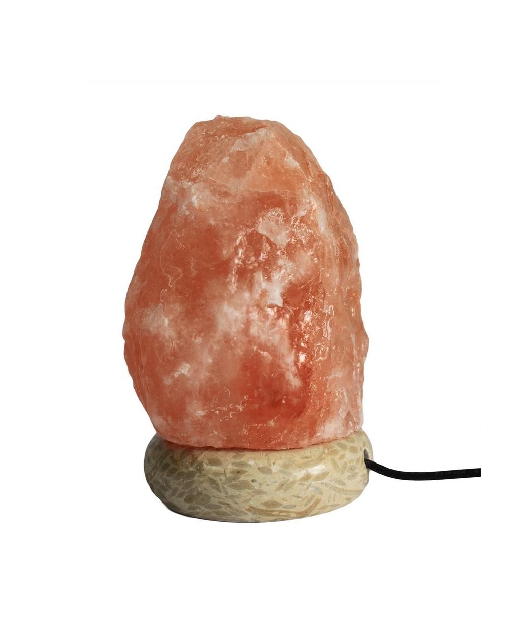 Lámpara de sal del Himalaya natural con conexión USB y base decorativa para iluminación ambiental.