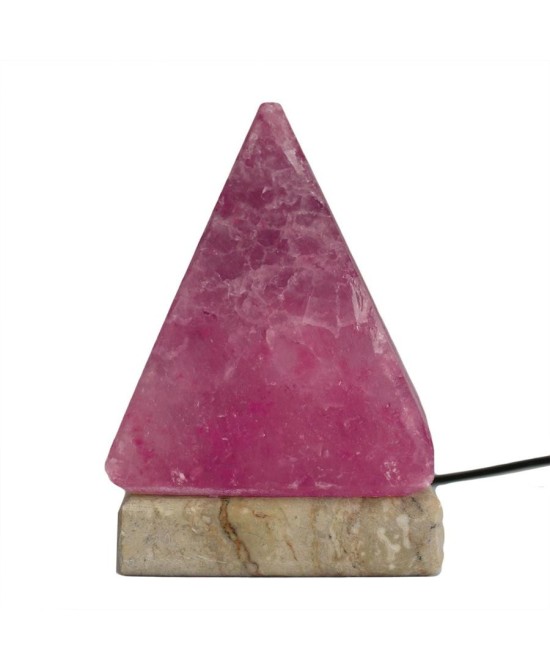 Lámpara de Sal Natural Pirámide con Base de Piedra