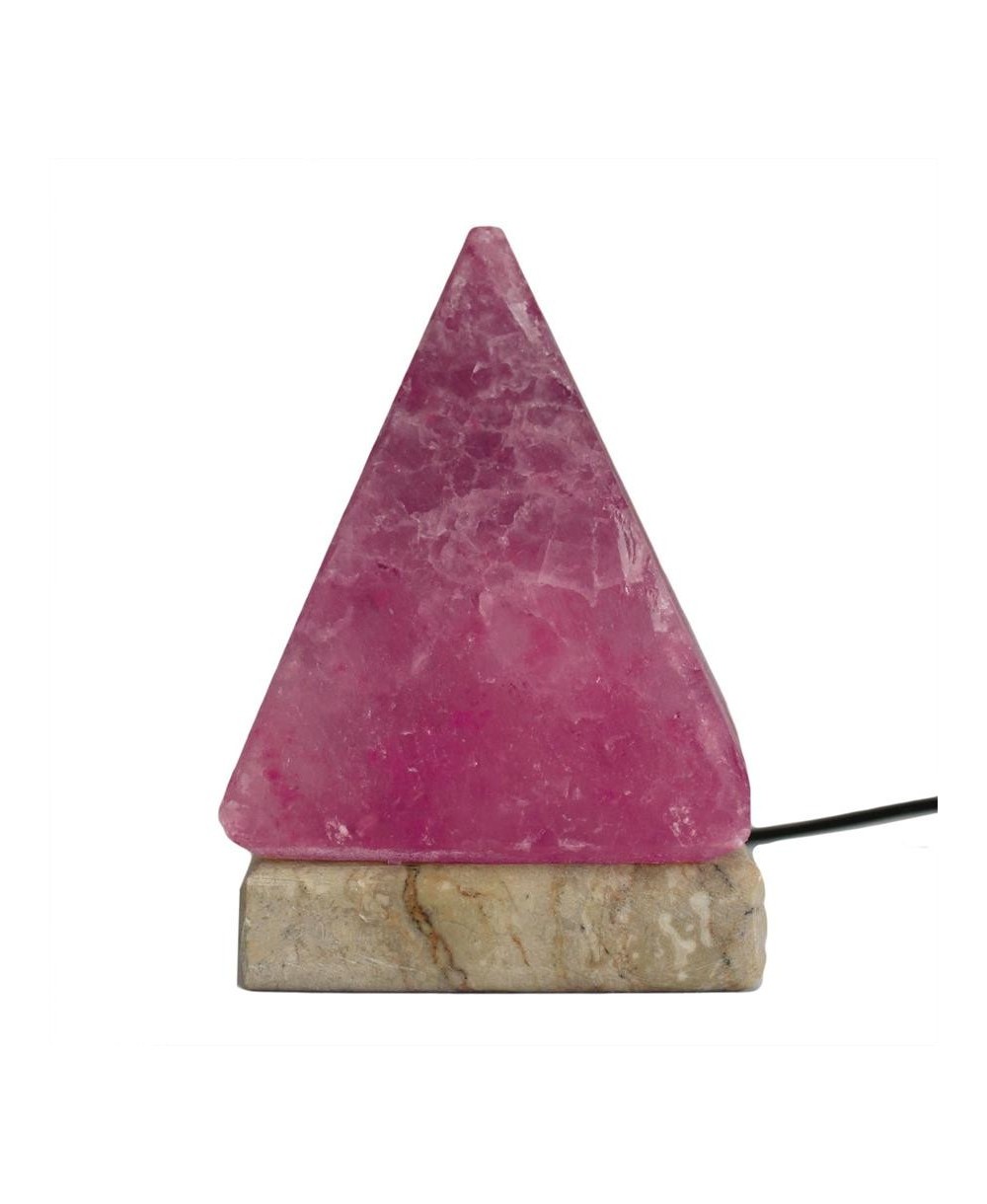 Lámpara de Sal Natural Pirámide con Base de Piedra