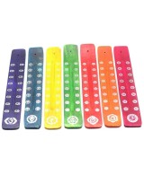 Soporte para Incienso de Madera con Símbolos de los Chakras
