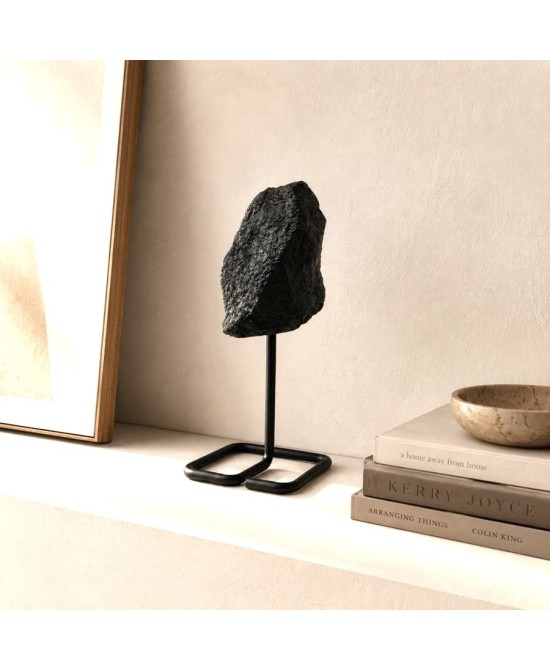 Piedra Natural de Turmalina Negra con Base de Metal