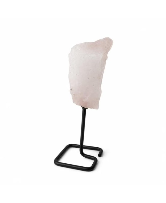 Piedra de Cuarzo Rosa Natural con Base Metálica