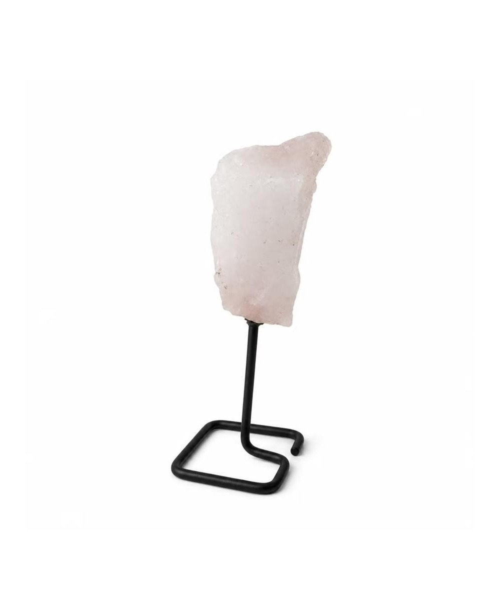 Piedra de Cuarzo Rosa Natural con Base Metálica