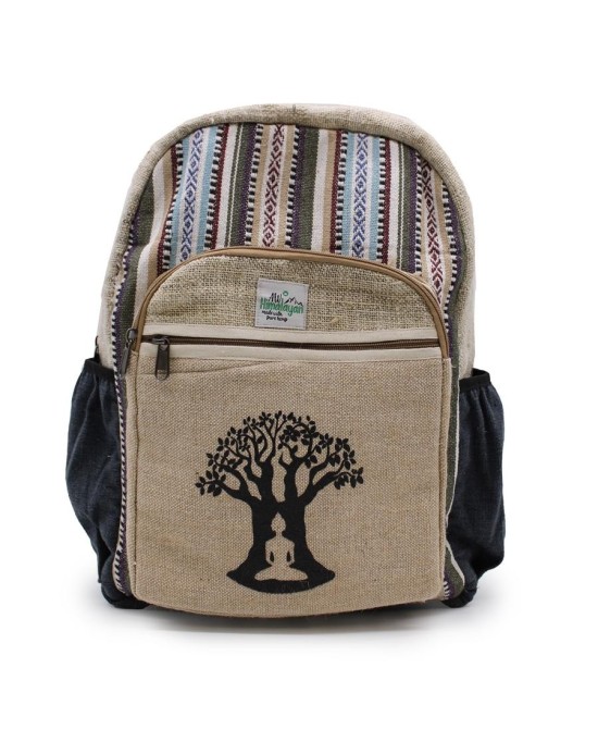 Mochila de Cáñamo Natural con Diseño Árbol Bodhi