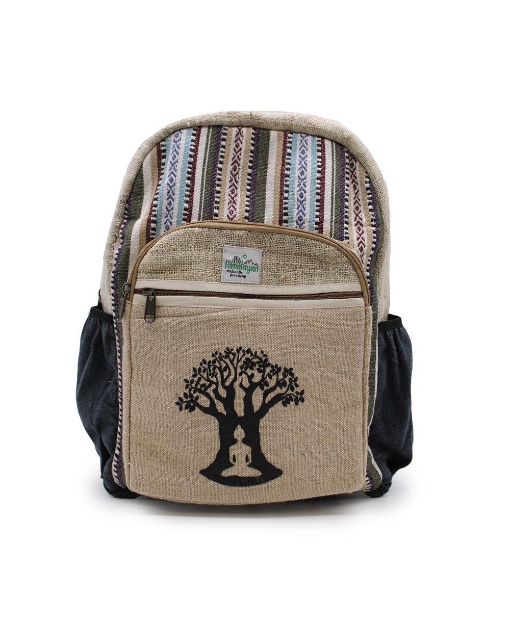 Mochila de Cáñamo Natural con Diseño Árbol Bodhi