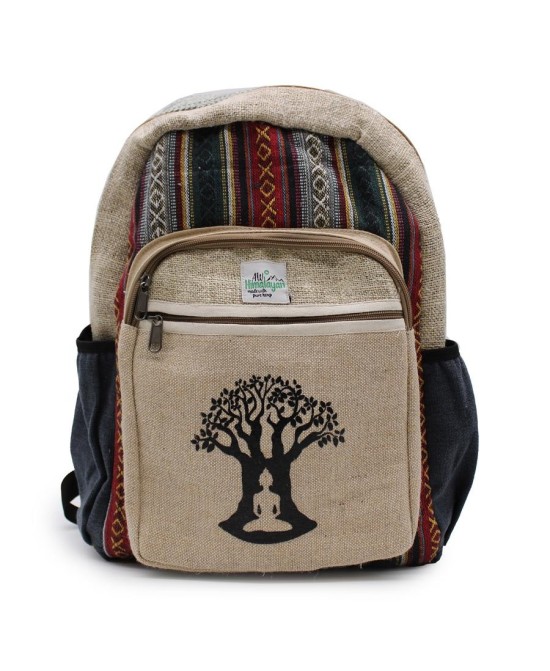 Mochila de Cáñamo Natural con Diseño Árbol Bodhi