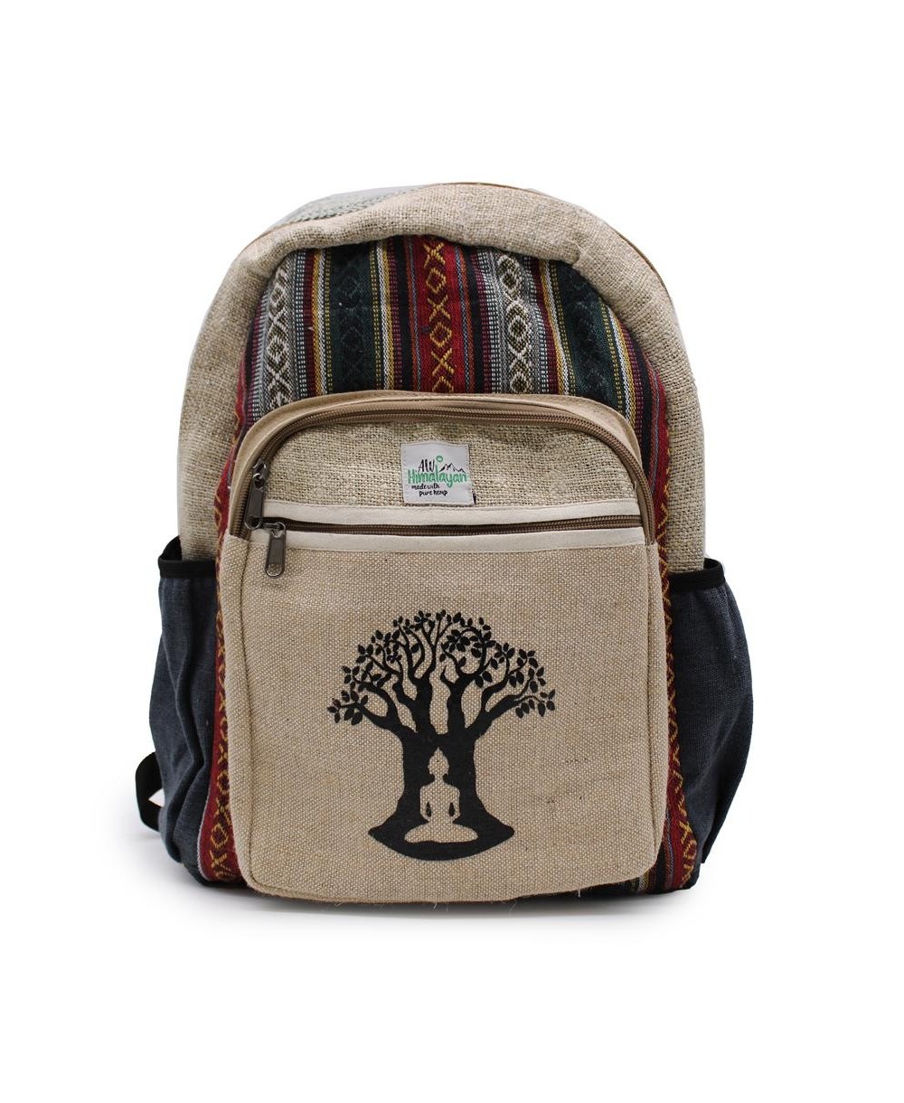 Mochila de Cáñamo Natural con Diseño Árbol Bodhi