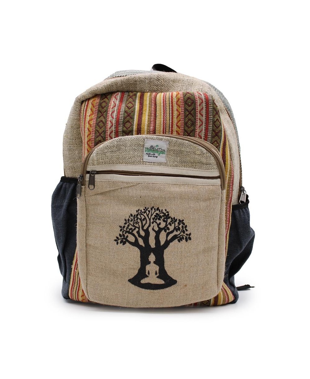 Mochila de Cáñamo Natural con Diseño Árbol Bodhi