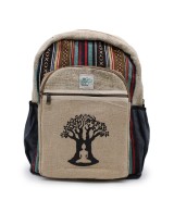 Mochila grande de cáñamo natural con diseño del Árbol de la Vida.