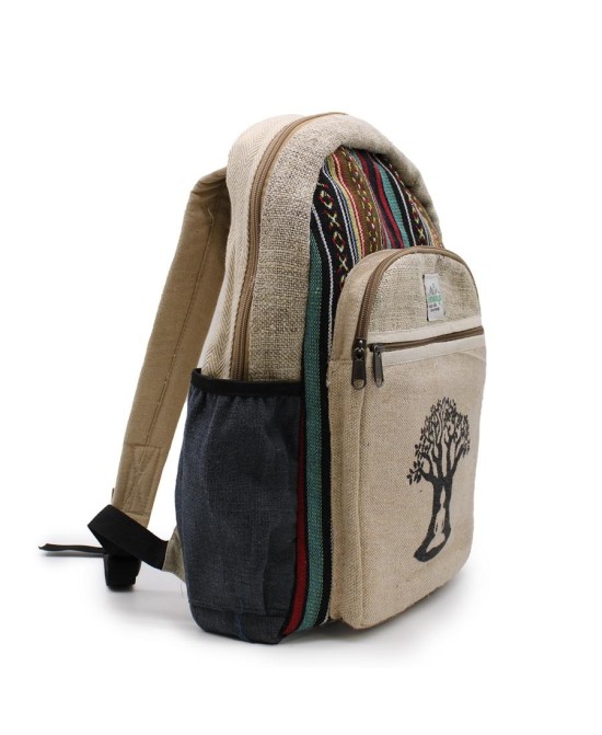 Mochila de Cáñamo Natural con Diseño Árbol Bodhi