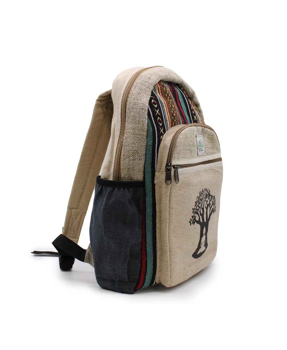 Mochila de Cáñamo Natural con Diseño Árbol Bodhi