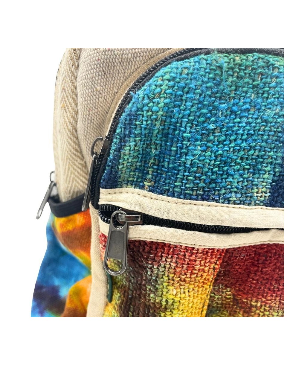 Mochila de cáñamo multicolor mediana de estilo boho