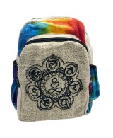 Mochila mediana de cáñamo y algodón con diseño de los siete chakras para uso diario.