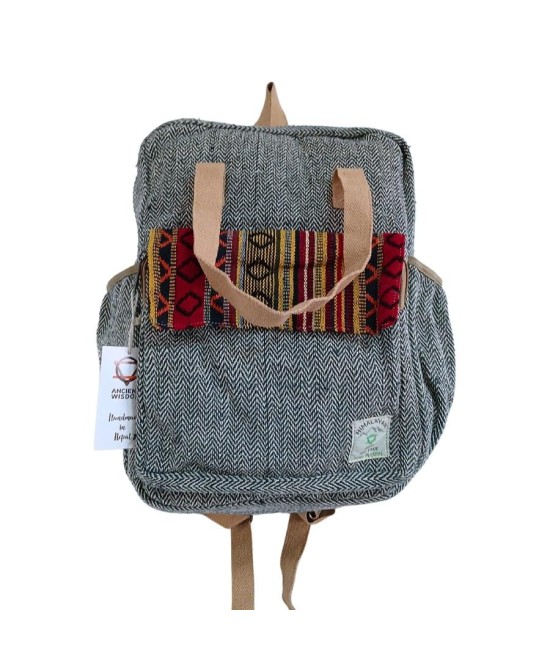 Mochila boho de cáñamo con gran capacidad de organización