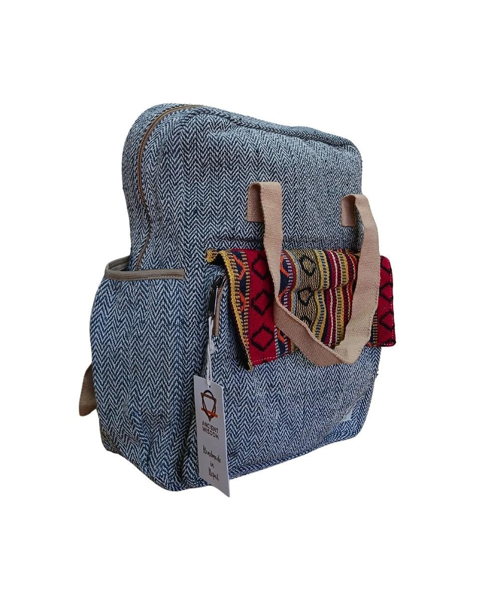 Mochila boho de cáñamo con gran capacidad de organización