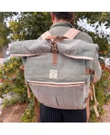 Mochila grande de cáñamo enrollable estilo aventura