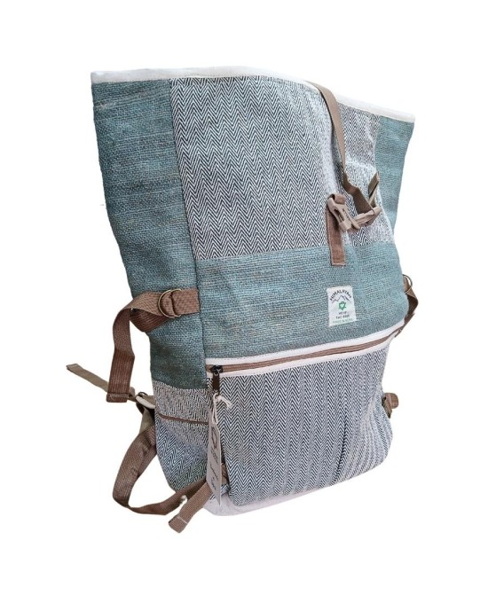 Mochila grande de cáñamo enrollable estilo aventura