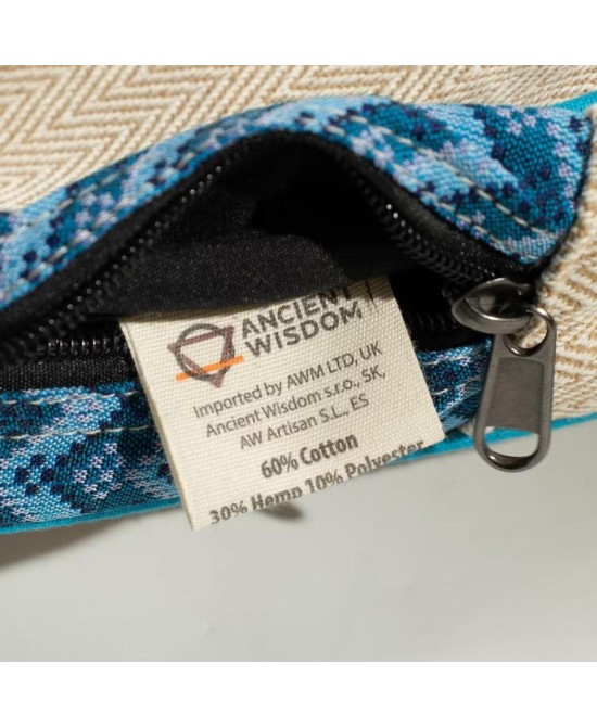 Mochila artesanal de cáñamo y algodón estilo Dhaka