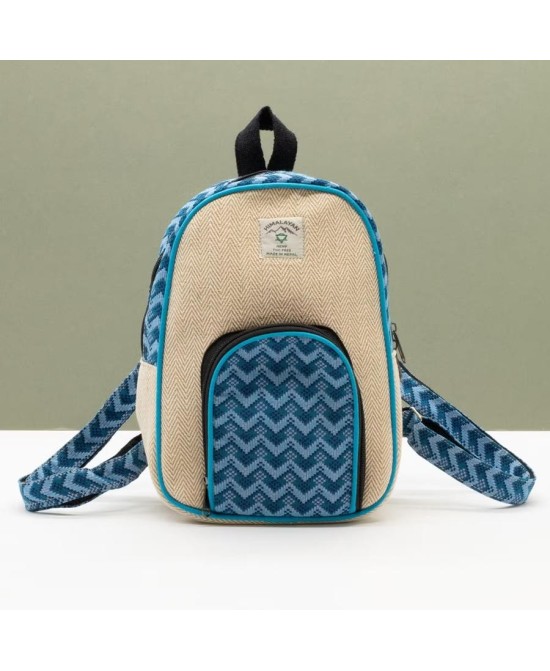 Mochila mediana de algodón y cáñamo con diseño Dhaka para uso diario.