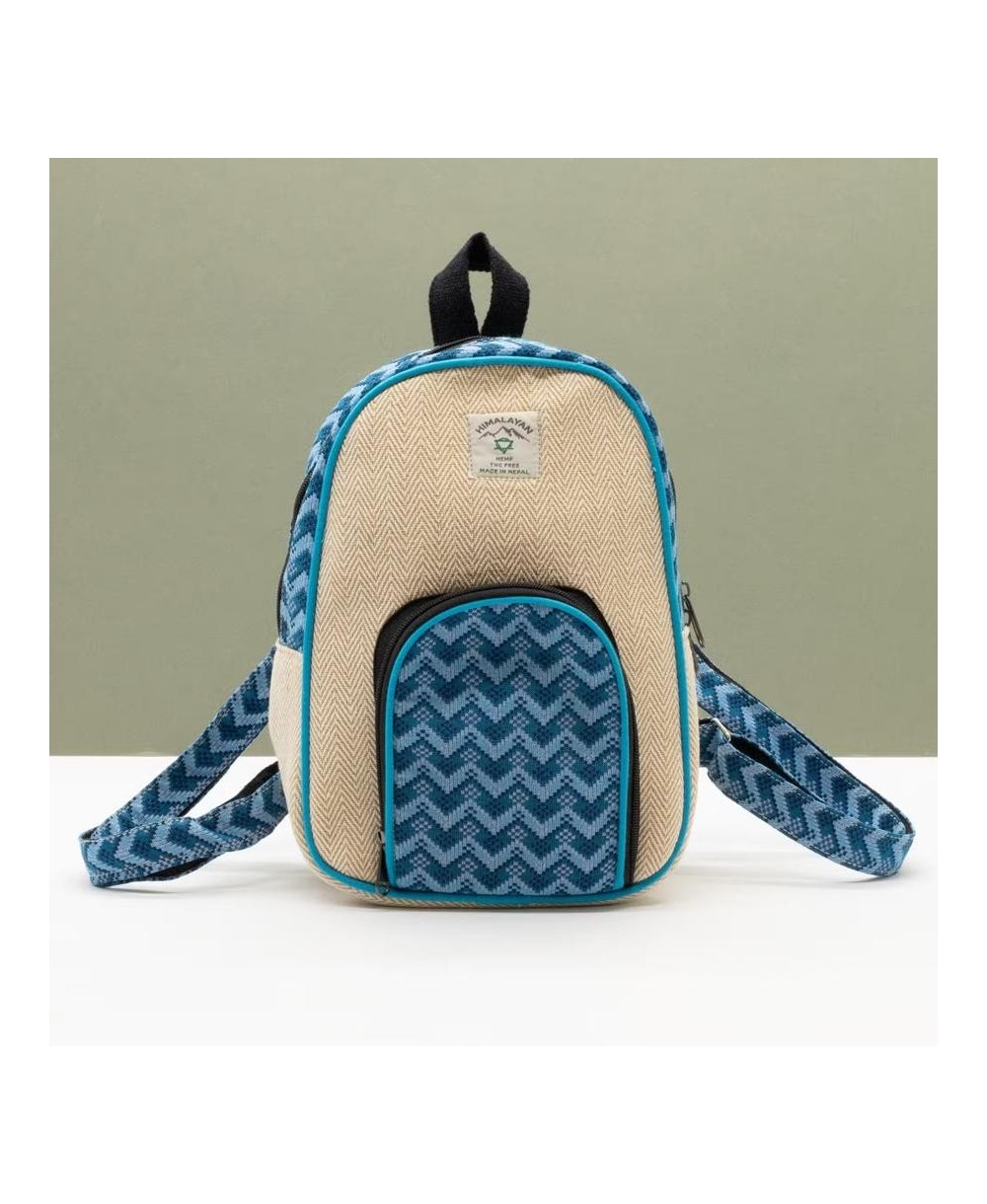 Mochila mediana de algodón y cáñamo con diseño Dhaka para uso diario.