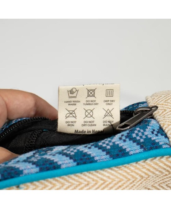 Mochila artesanal de cáñamo y algodón estilo Dhaka